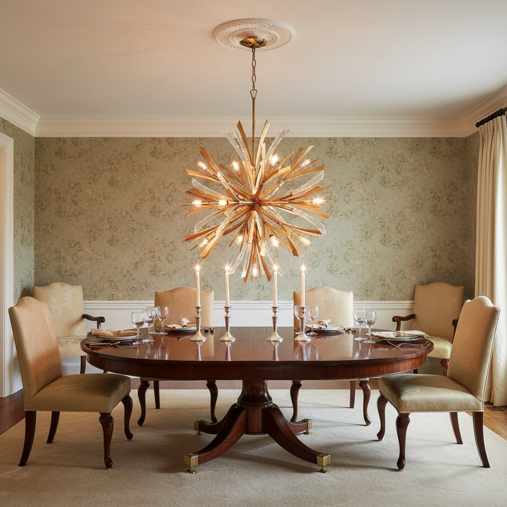 Riviko Celestial Orb 5-Light Chandelier - formal American dining room