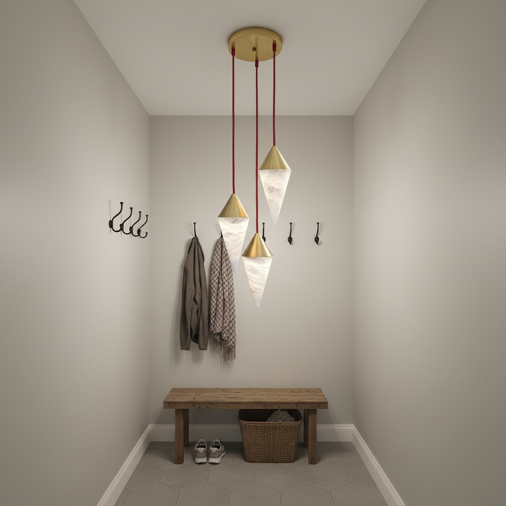 Riviko Alabaster Bloom Chandelier - small American hallway or mudroom entry