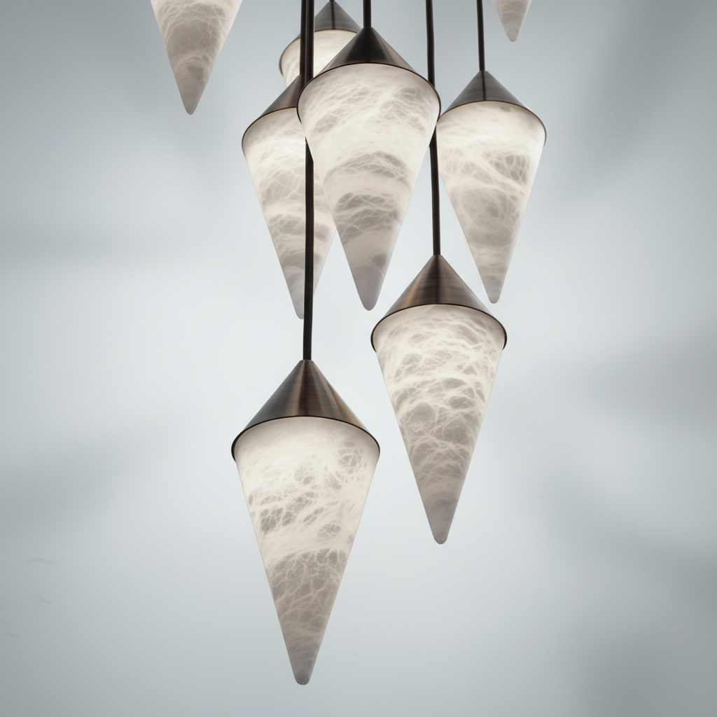 Riviko Hannah Alabaster Chandelier, Upscale Chandelier Lighting - Studio Shot