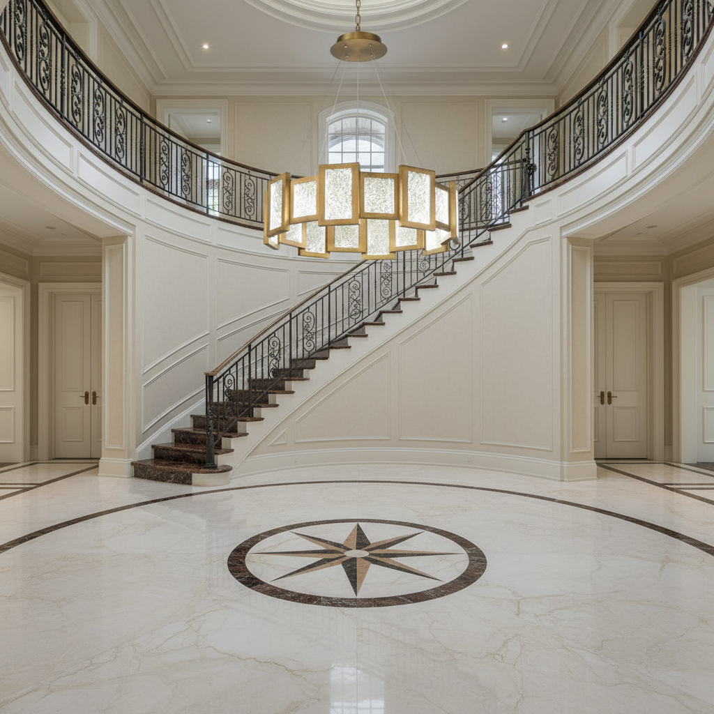 Riviko Radiant Bloom 16-Light LED Chandelier - grand American foyer with two-story ceiling
