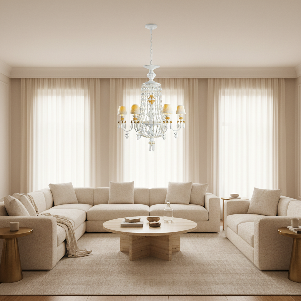 Riviko Regal Bloom 6-Light Porcelain Chandelier - sophisticated American living room