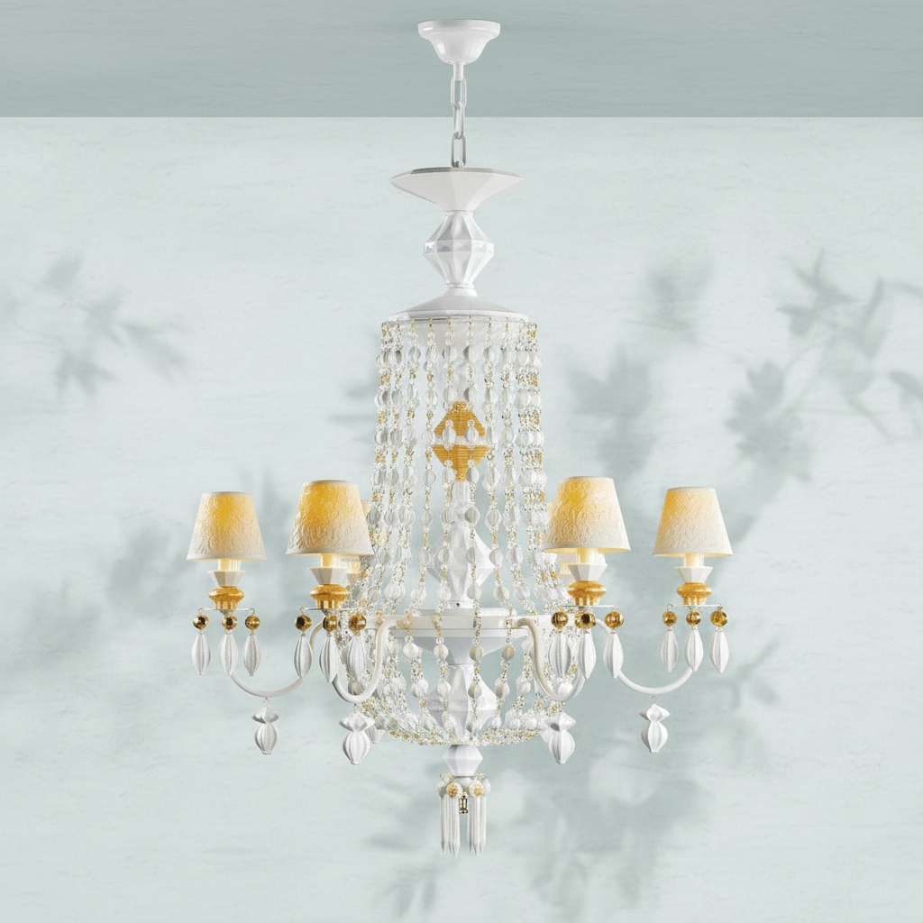 Riviko Lladro Winter Palace 6 Lights Chandelier - Studio Shot