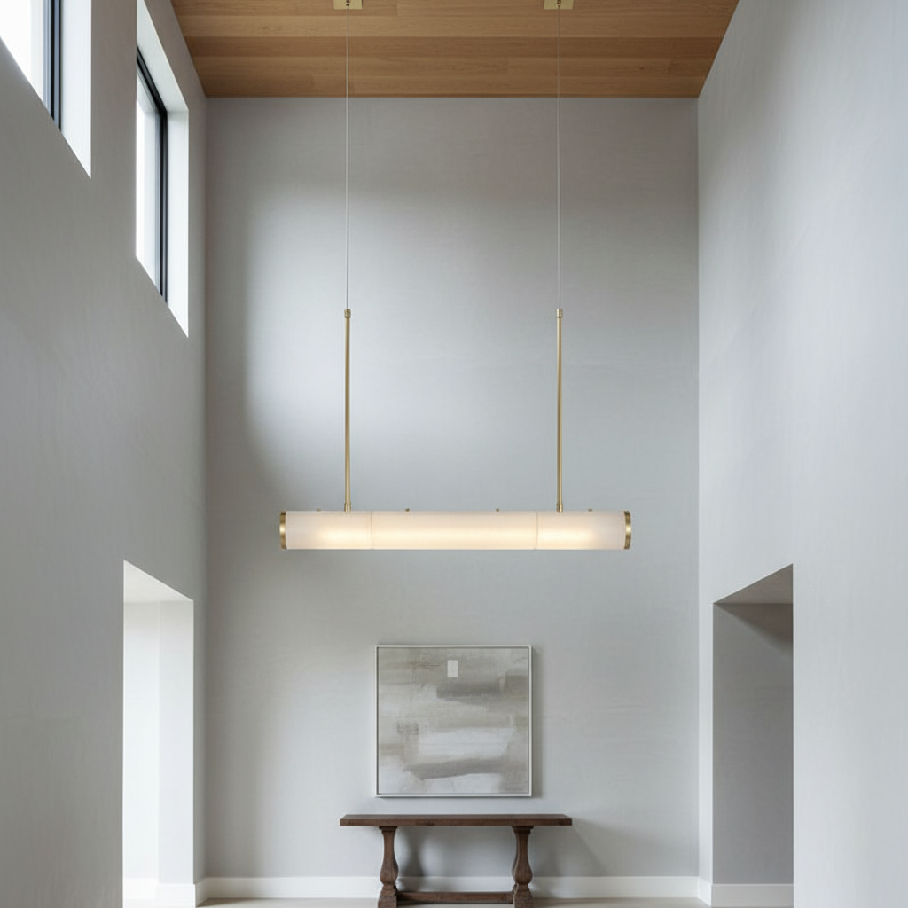 Riviko Luminous Alabaster Linear Chandelier - Background Shot