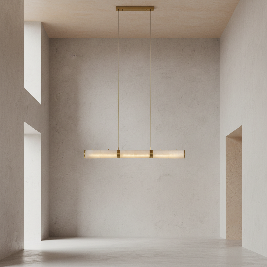Riviko Luminous Alabaster Linear Chandelier - Background Shot