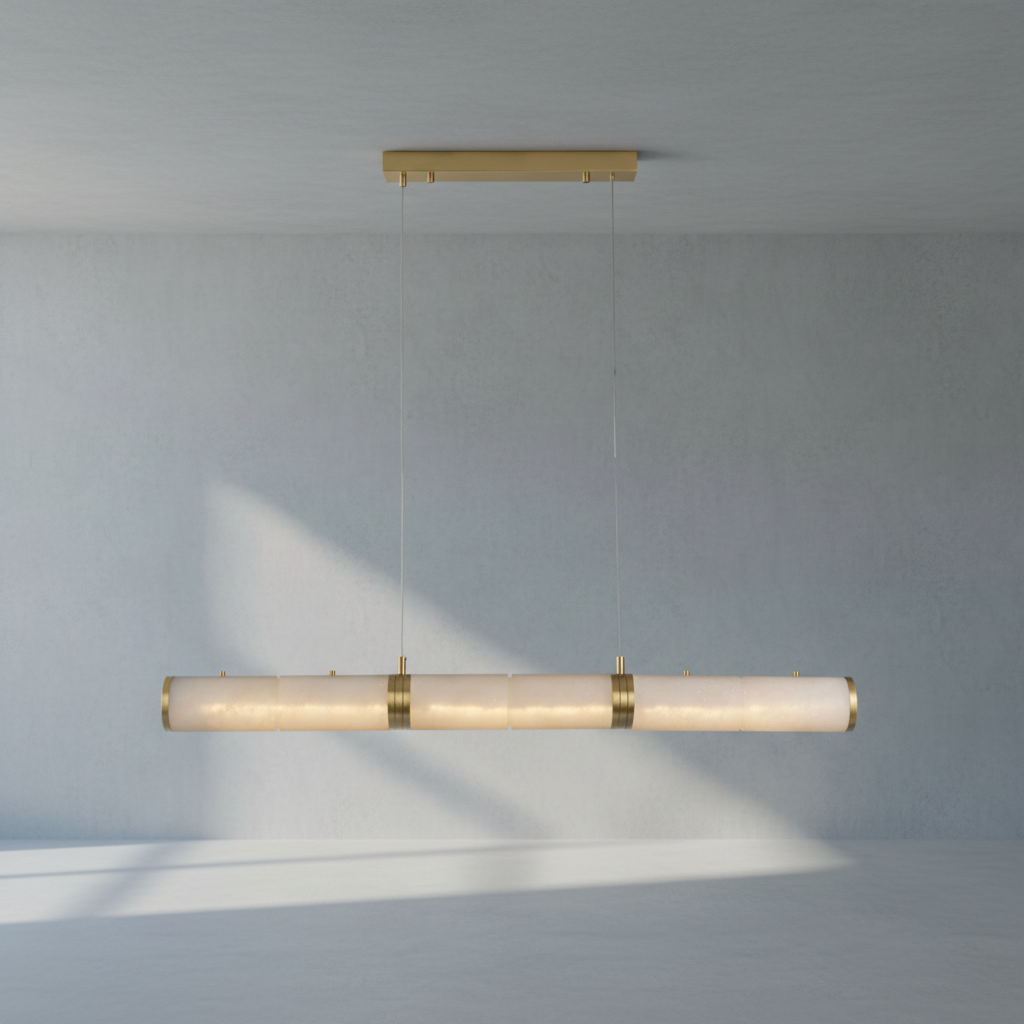 Riviko Luminous Alabaster Linear Chandelier - Background Shot