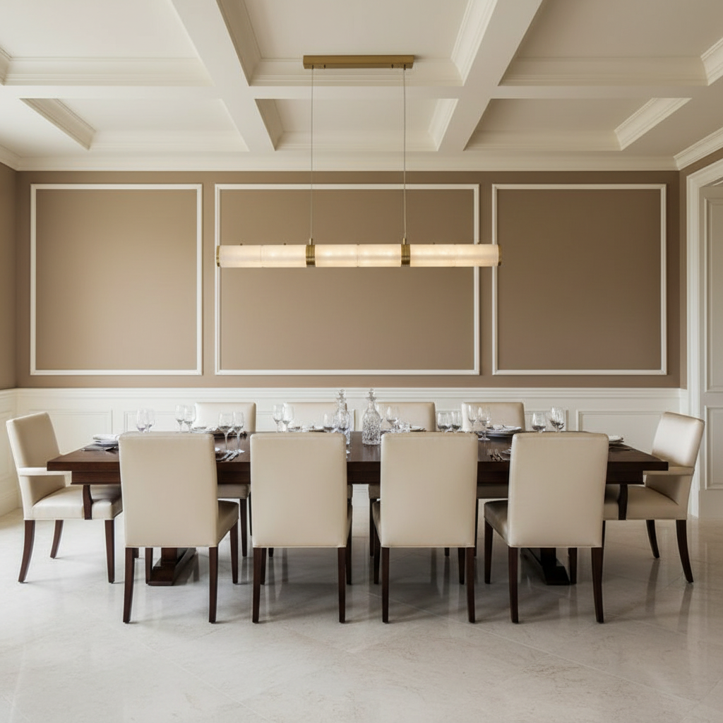 Riviko Luminous Alabaster Linear Chandelier - formal American dining room