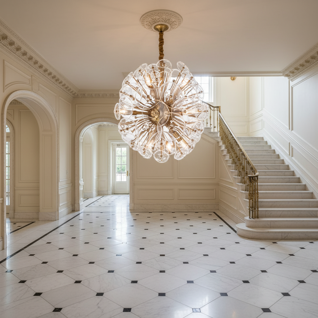 Riviko Polara Glass Chandelier Small - grand American estate foyer