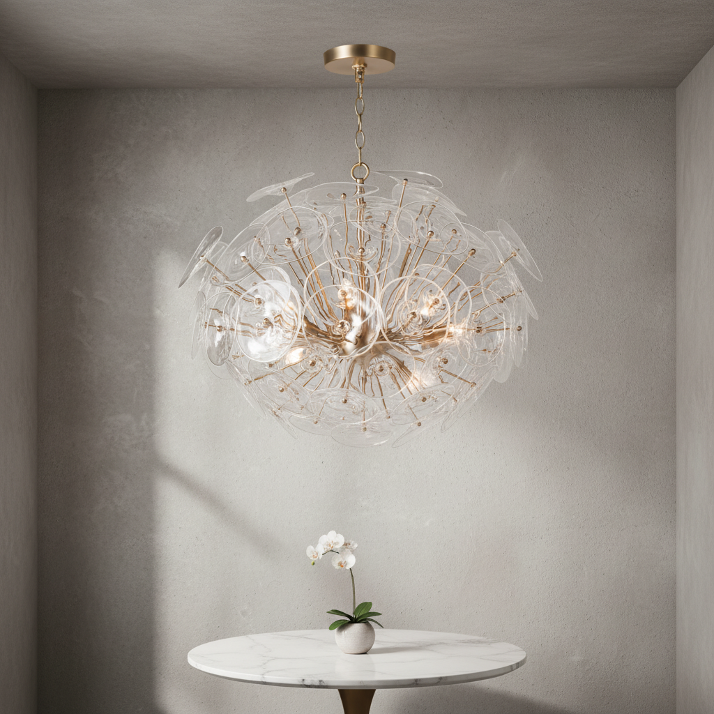 Riviko Celestial Bloom Brass Chandelier - Background Shot