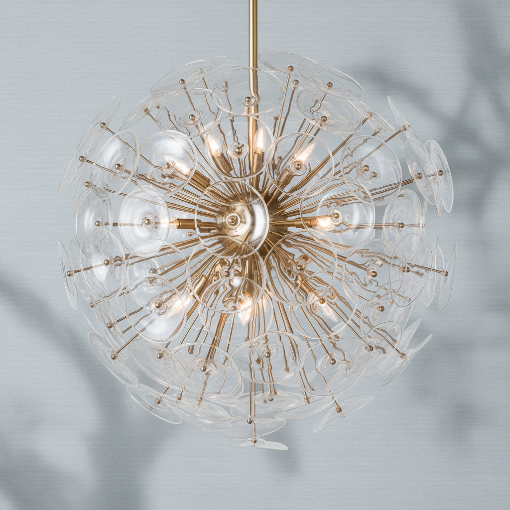 Riviko Celestial Bloom Brass Chandelier - Background Shot