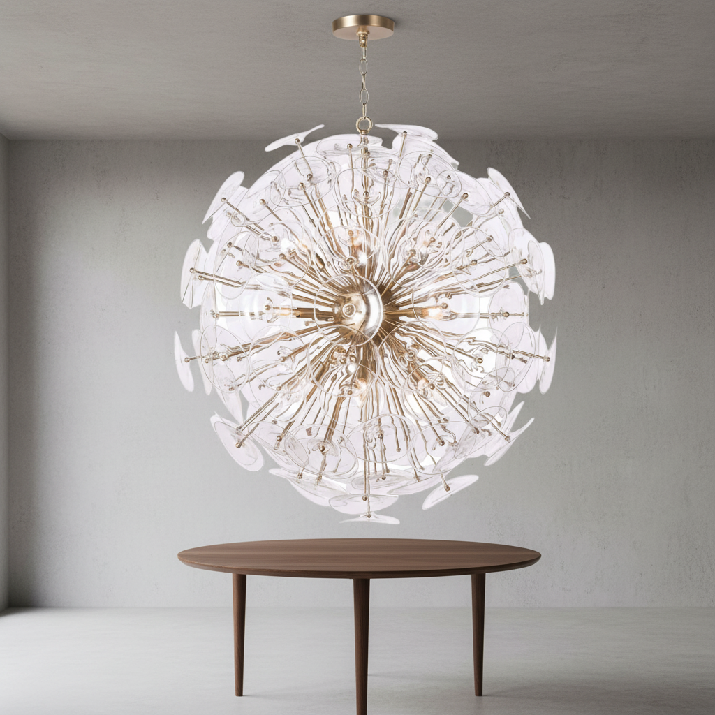 Riviko Celestial Bloom Brass Chandelier - Background Shot