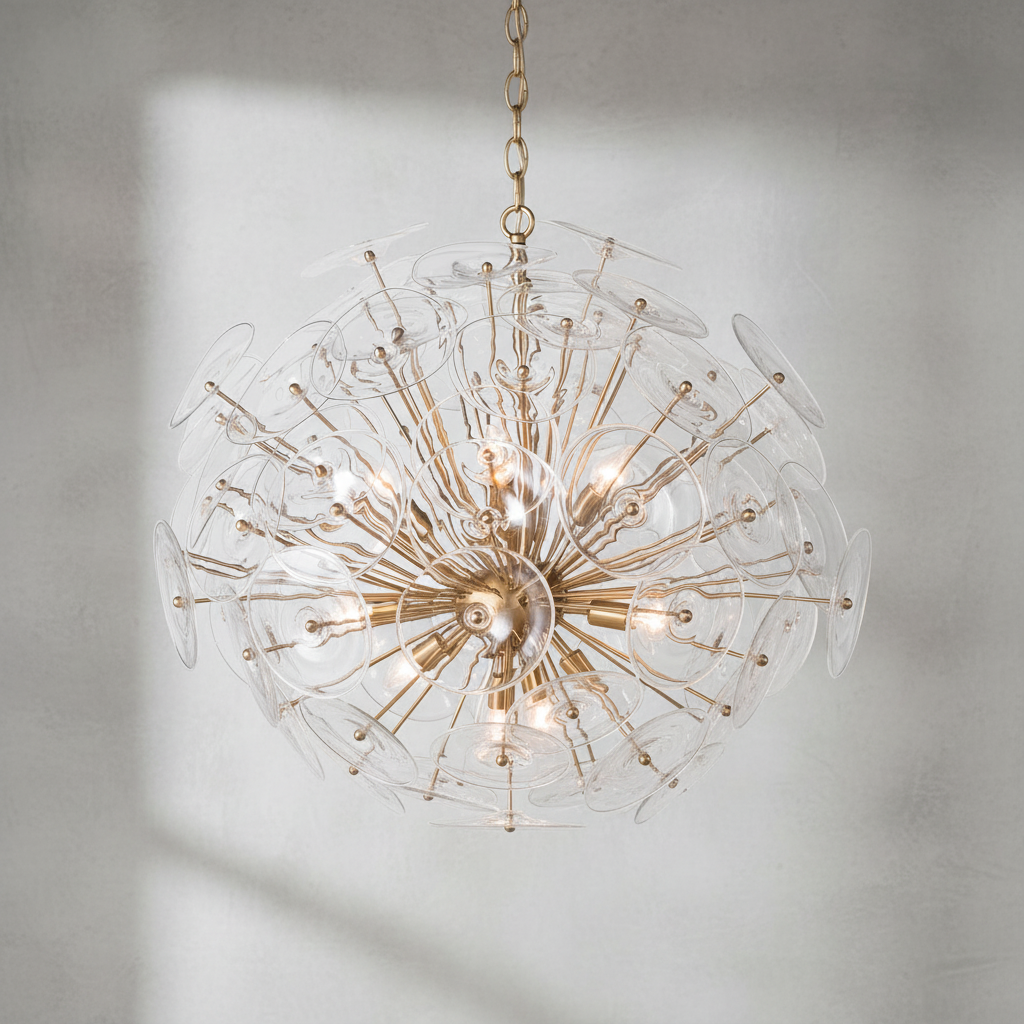 Riviko Celestial Bloom Brass Chandelier - Background Shot