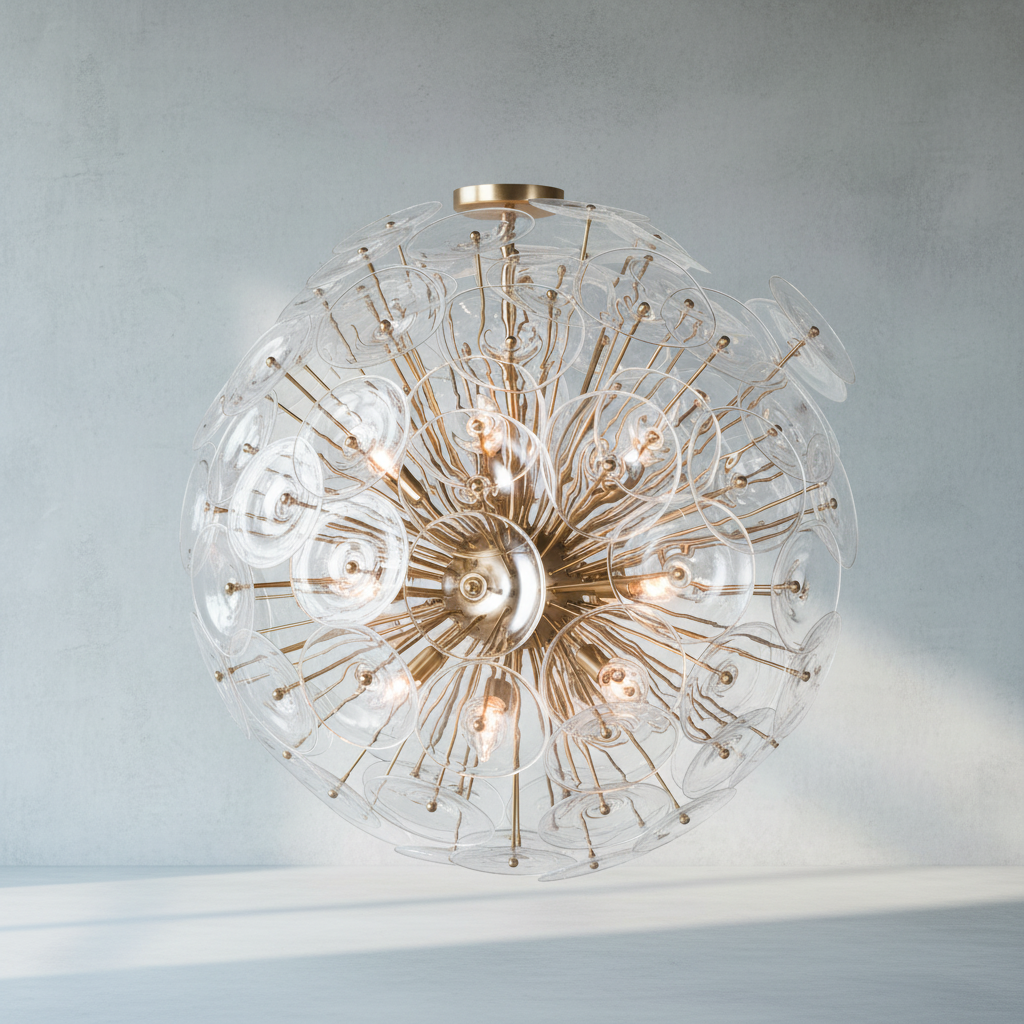 Riviko Celestial Bloom Brass Chandelier - Background Shot