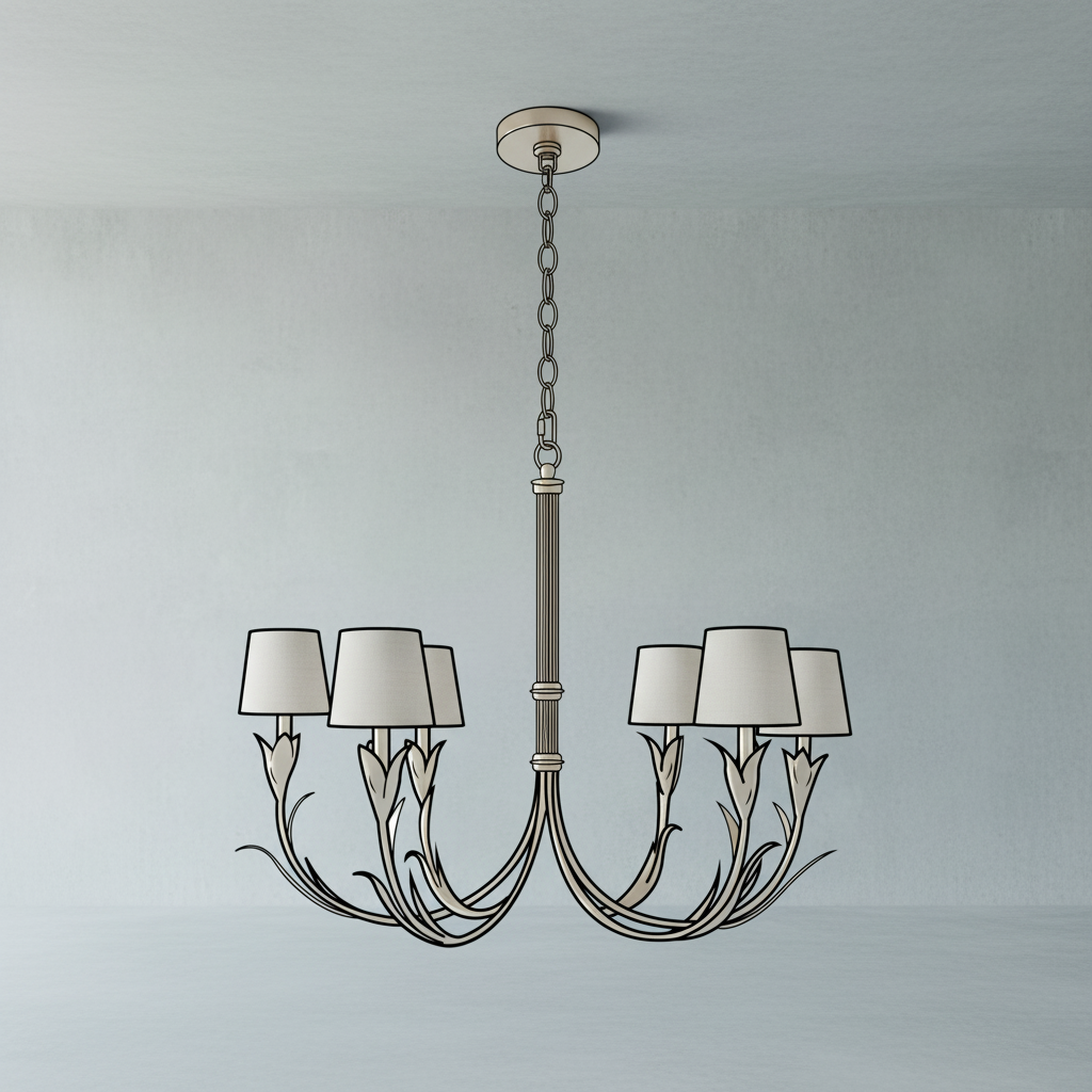 Riviko Veridian Bloom 6-Light Chandelier - Background Shot