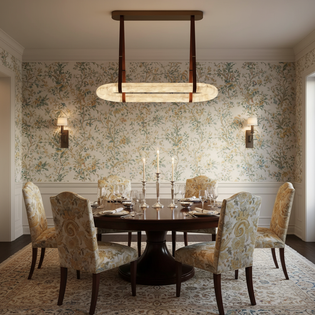 Riviko Alabaster Grandeur Round Chandelier - formal American dining room