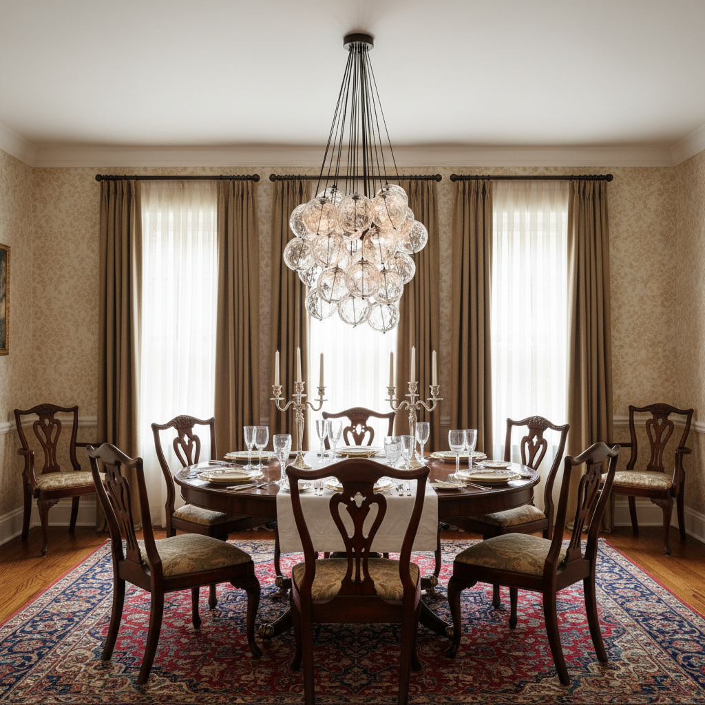 Riviko Celeste Orb Glass Chandelier - formal American dining room