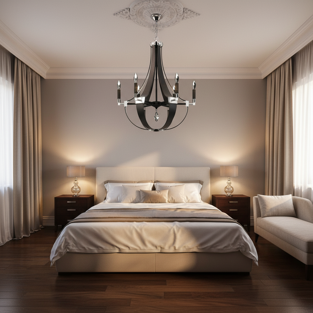 Riviko Appalachian Teardrop 6-Light Chandelier - luxurious American master suite