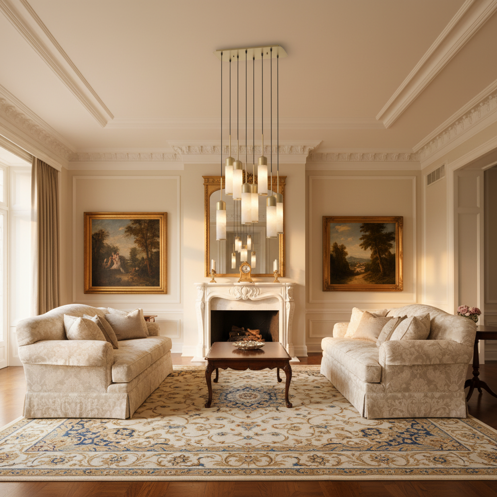 Riviko Alabaster Radiance 8-Light Chandelier - American formal living room with 12-foot ceilings