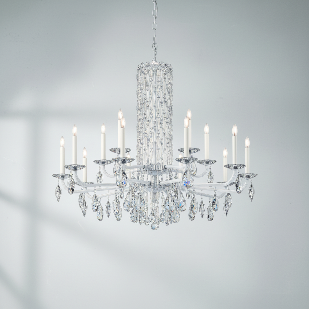 Riviko Siena Short Column Crystal Chandelier 41" - Studio Shot