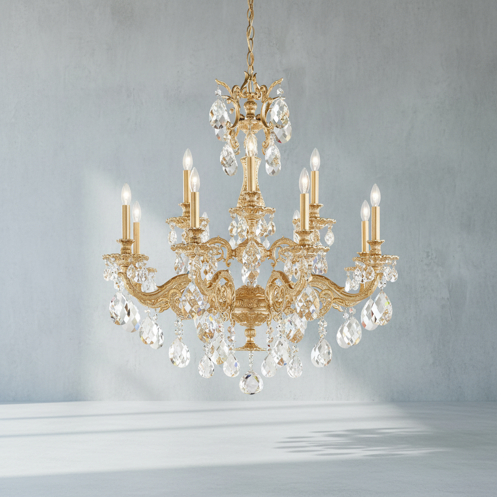 Riviko Regal Radiance 12-Light Chandelier - Background Shot