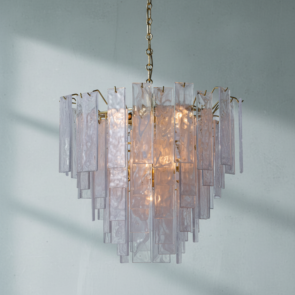 Riviko Veridian Brass Clear Glass Chandelier - Background Shot