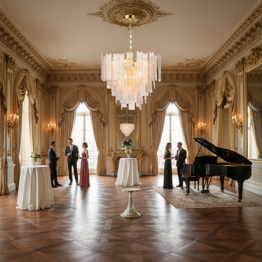 Riviko Veridian Brass Clear Glass Chandelier - American ballroom or formal entertaining space