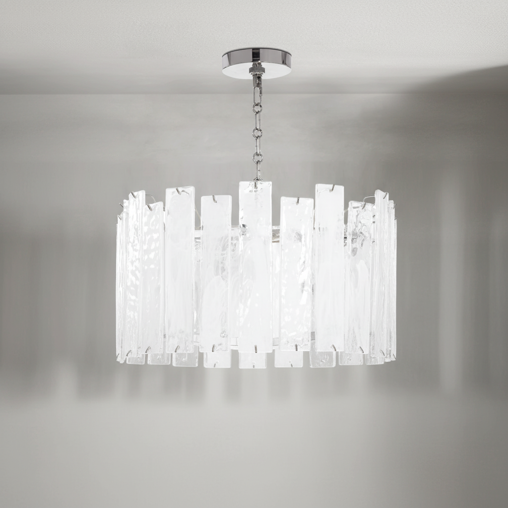 Riviko Tidelle Nickel Clear Glass Chandelier Small - Studio Shot