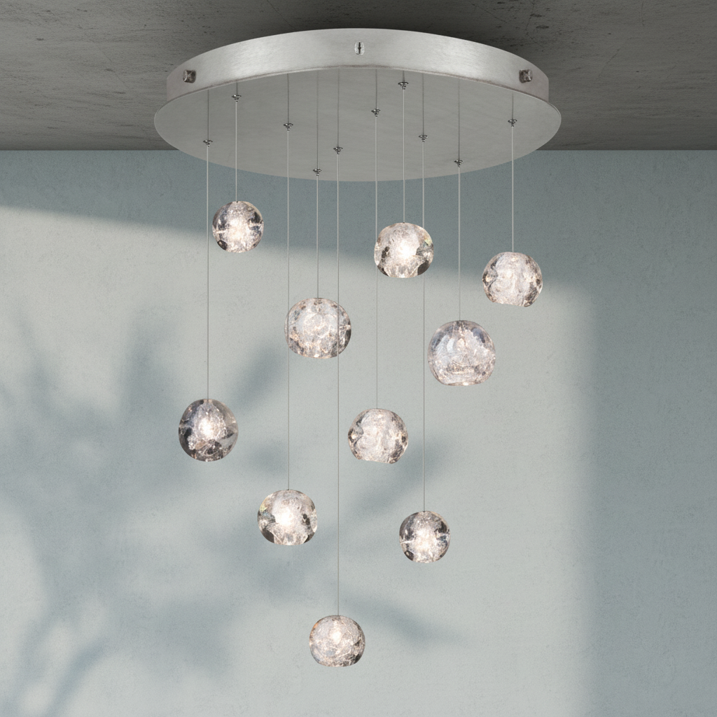Riviko Celestial Aura Round Crystal Chandelier - Background Shot