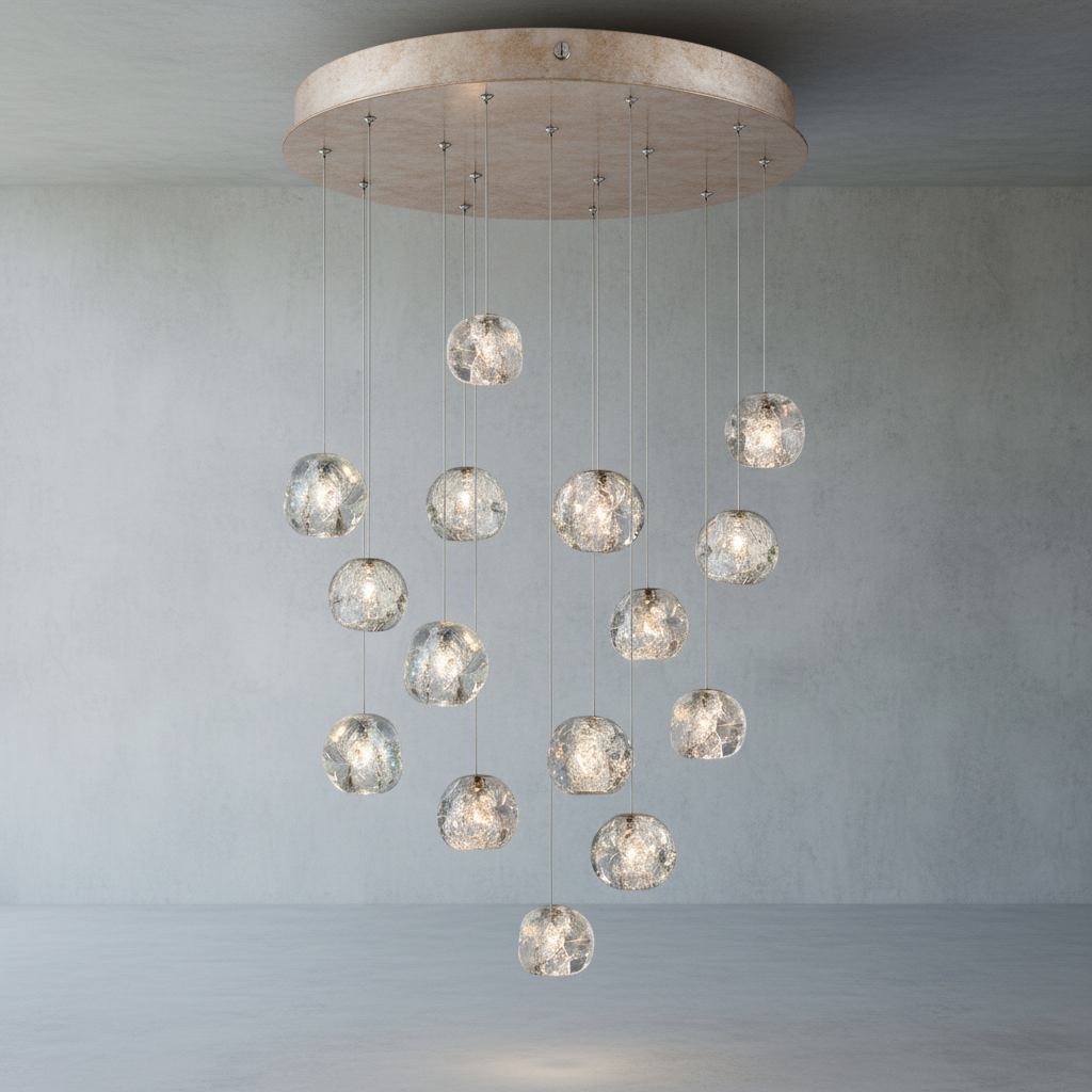 Riviko Celestial Aura Round Crystal Chandelier - Background Shot