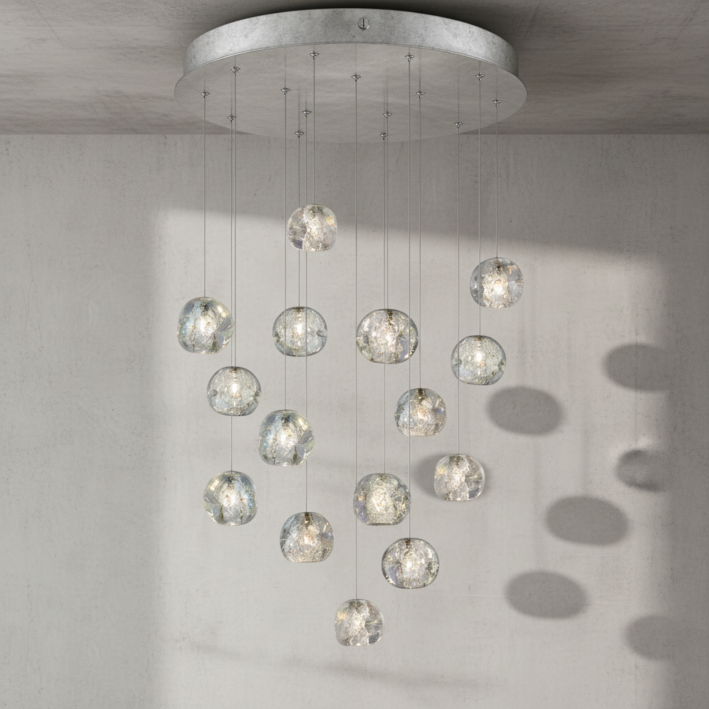 Riviko Celestial Aura Round Crystal Chandelier - Background Shot