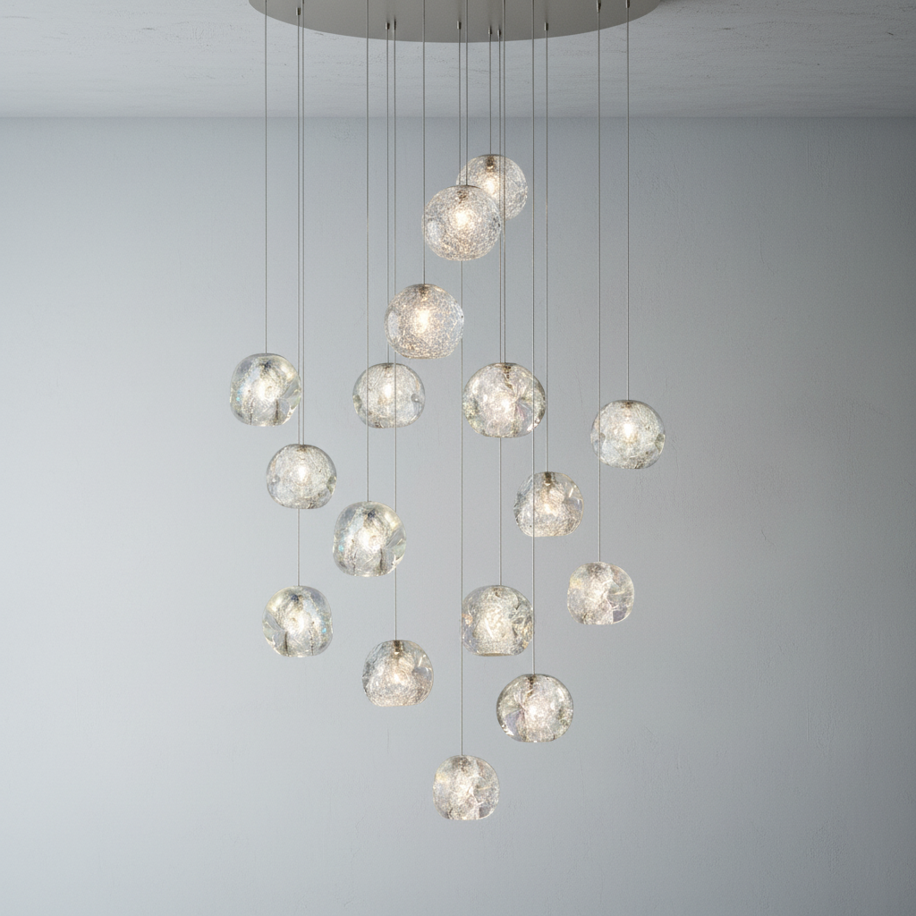 Riviko Celestial Aura Round Crystal Chandelier - Background Shot