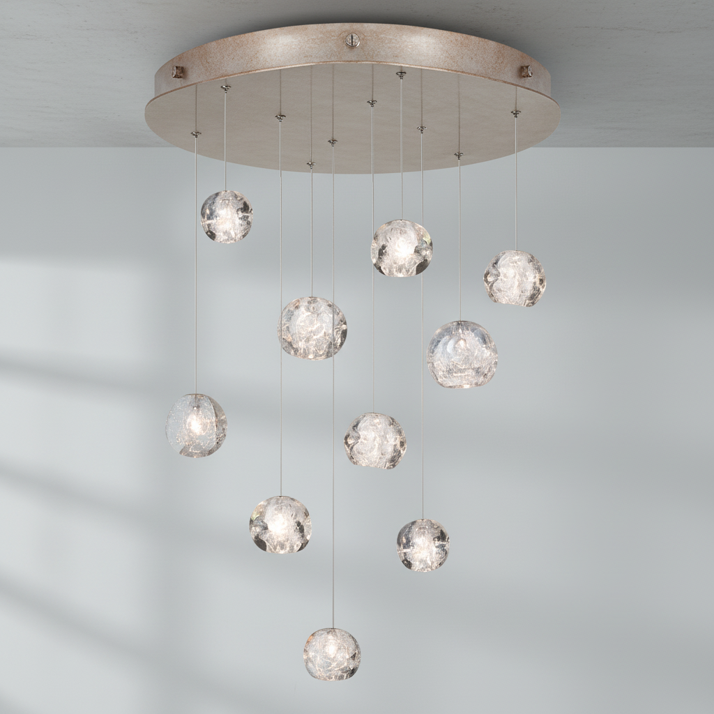 Riviko Celestial Aura Round Crystal Chandelier - Background Shot
