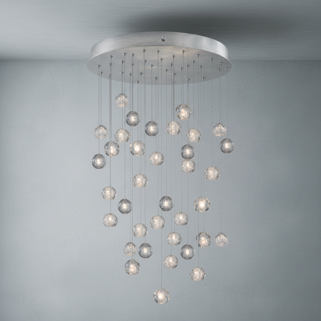 Riviko Celestial Aura Round Crystal Chandelier - Background Shot