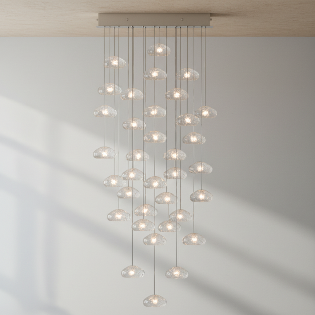 Riviko Celestial Aura Round Crystal Chandelier - Background Shot