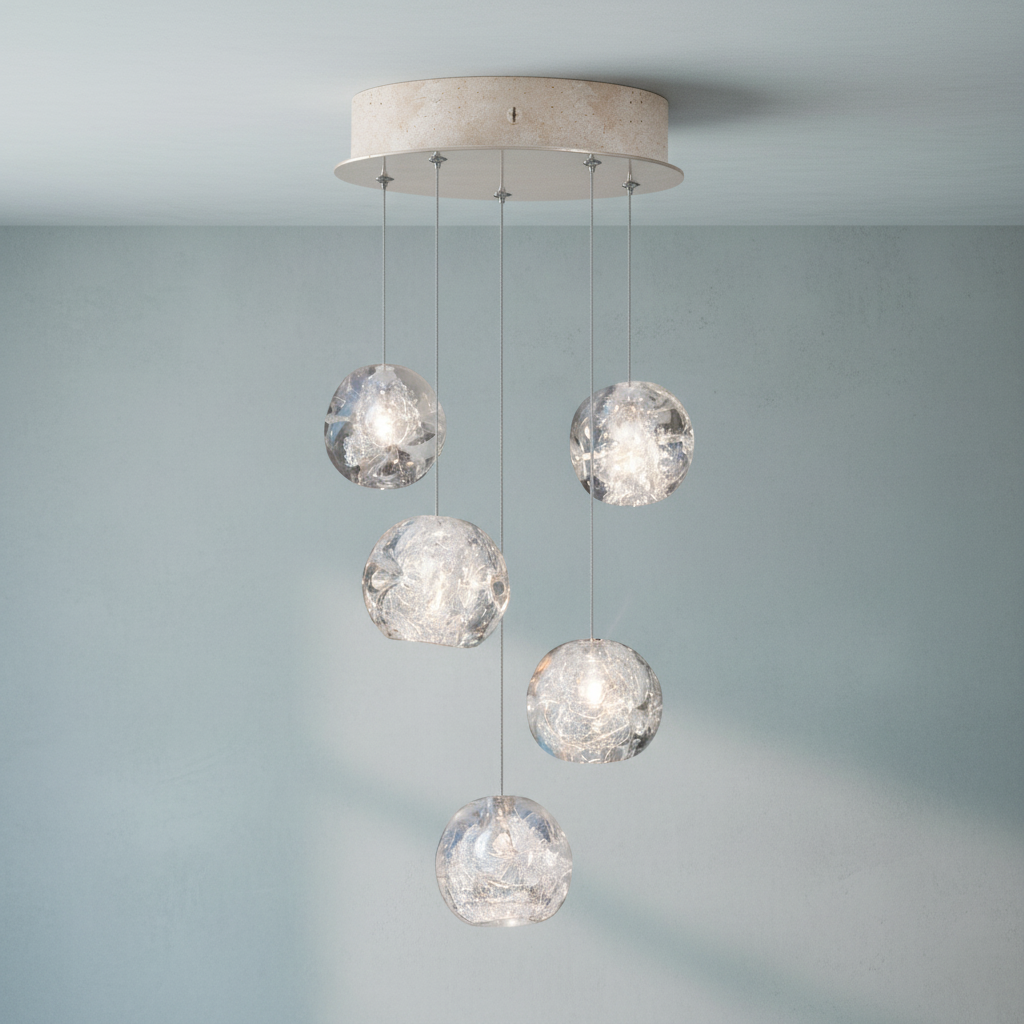 Riviko Celestial Aura Round Crystal Chandelier - Background Shot