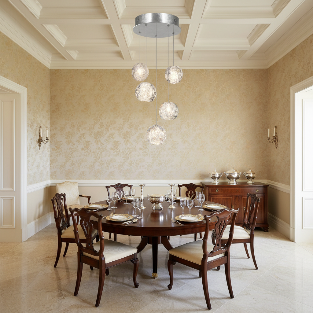 Riviko Celestial Aura Round Crystal Chandelier - formal American dining room