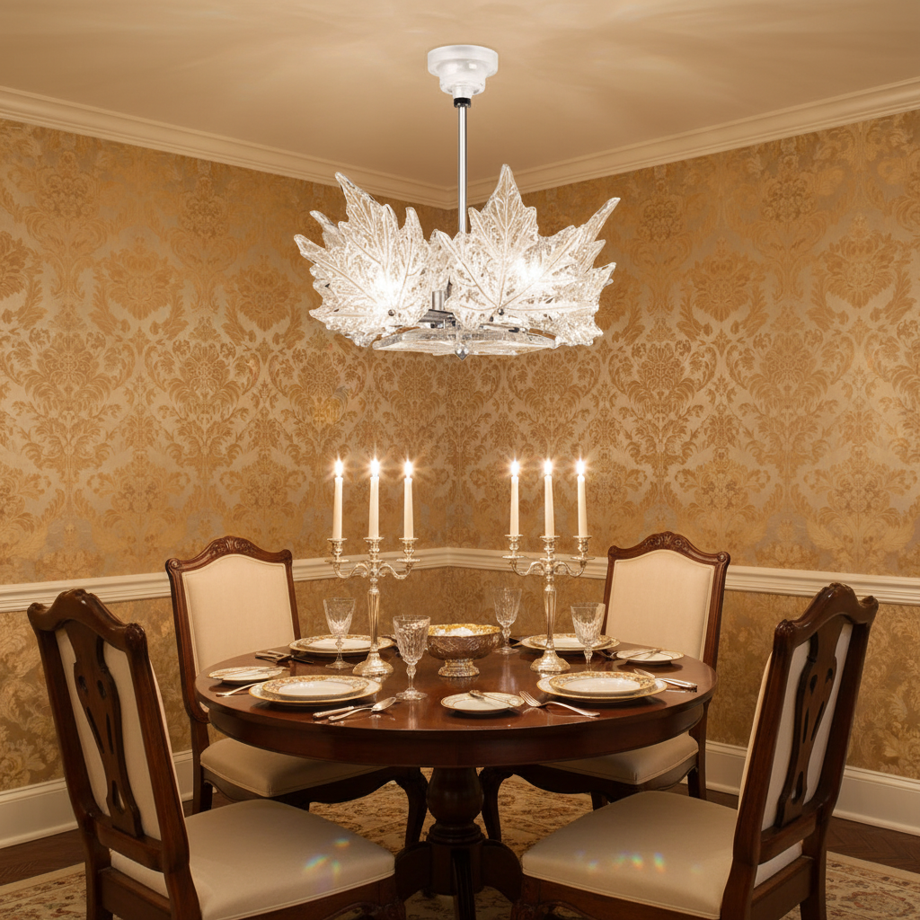 Riviko Maple Leaf Crystal Single Layer Chandelier - formal American dining room