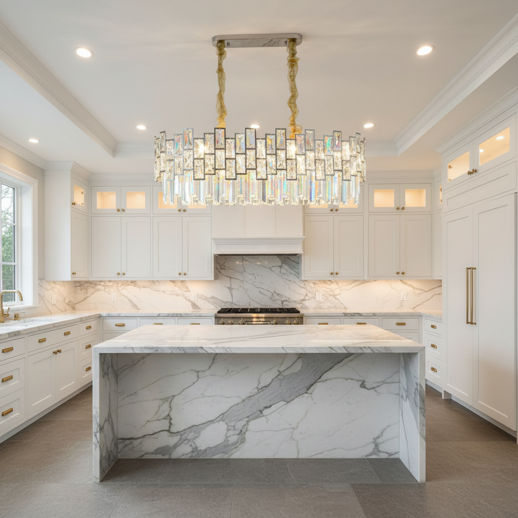 Riviko Radiant Horizon Linear Chandelier - upscale American kitchen
