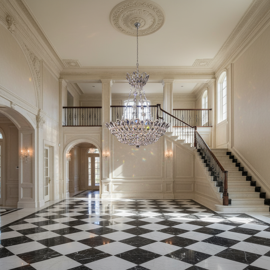 Riviko Radiant Canopy Crystal Chandelier 24" - grand American estate foyer