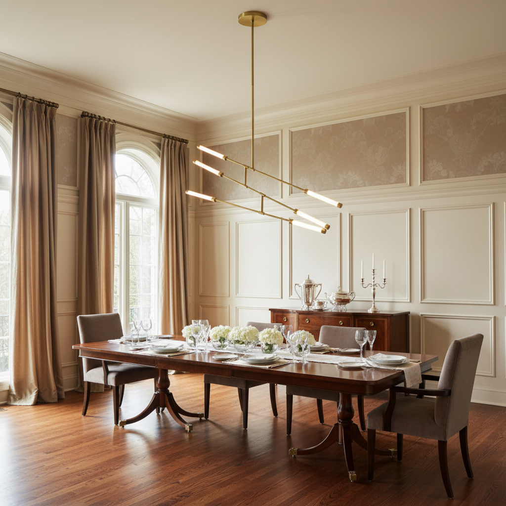 Riviko Radiant Horizon Integrated LED Linear Chandelier - American transitional dining room