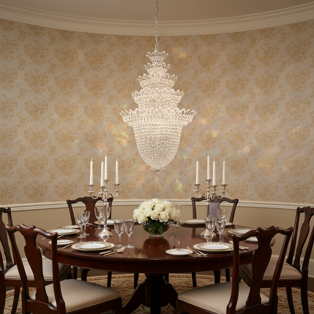 Riviko Regal Radiance Five-Layer Crystal Chandelier - formal American dining room
