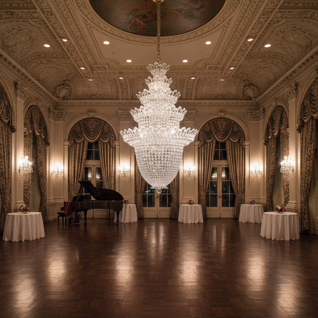 Riviko Regal Radiance Five-Layer Crystal Chandelier - American ballroom or formal entertaining space