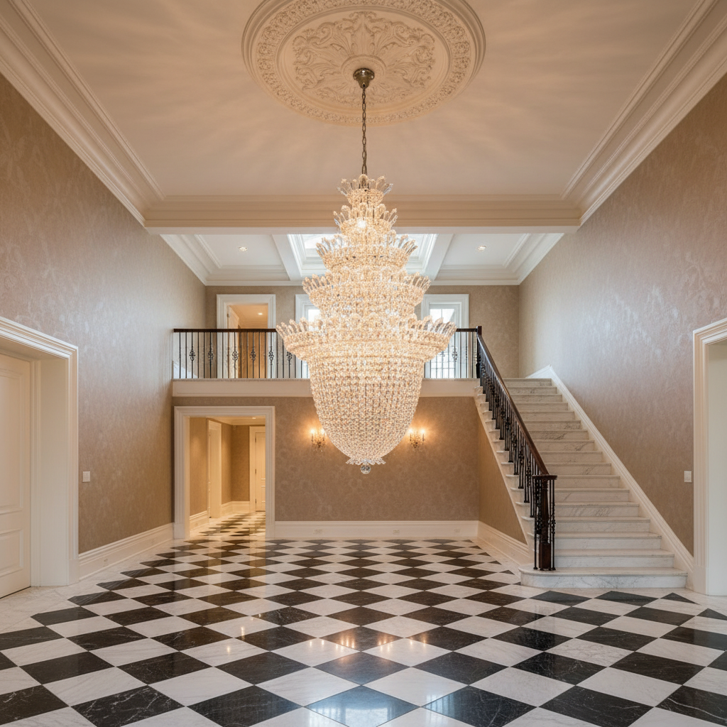 Riviko Trillane Five-layer Crystal Chandelier 33" - grand American estate foyer