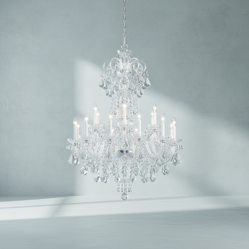 Riviko Heritage Bloom K9 Crystal Chandelier 36" - Background Shot