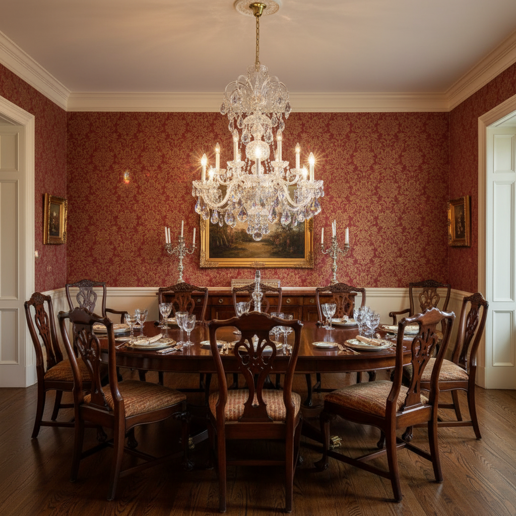 Riviko Heirloom Bloom Crystal Chandelier - formal American dining room