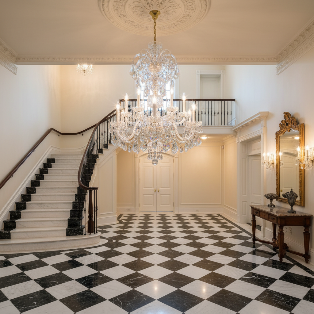 Riviko Olde World Chandelier 30" - grand American estate foyer