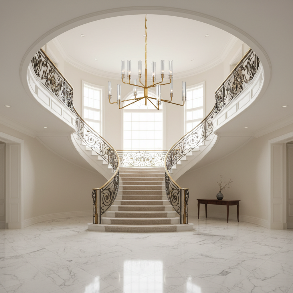 Riviko Verona Two Tier Chandelier 32"/42" - grand American foyer with soaring ceiling
