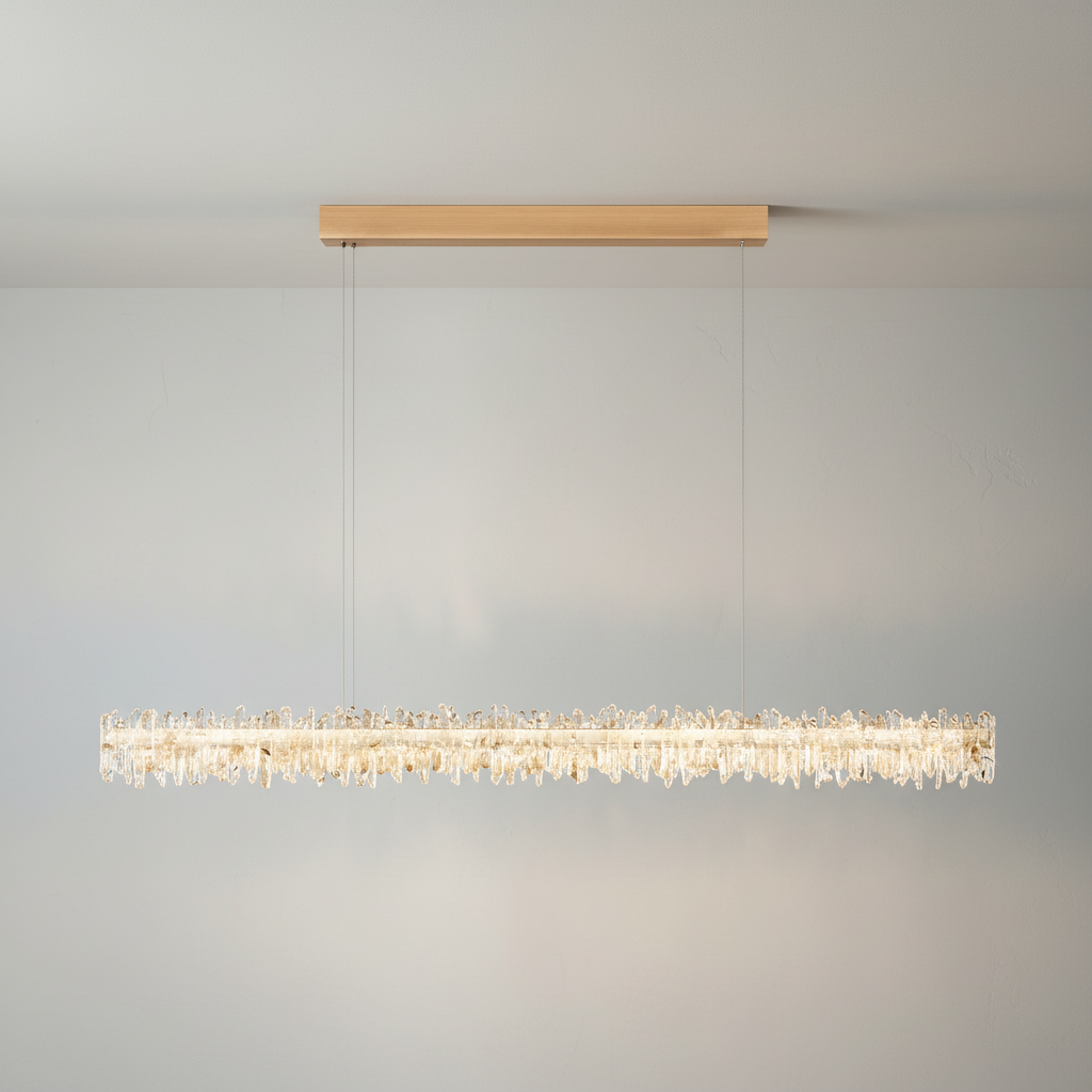 Riviko Radiant Linear Natural Crystal Chandelier - Background Shot