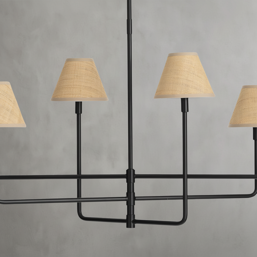 Riviko Veridian Rattan 6-Light Chandelier - Background Shot