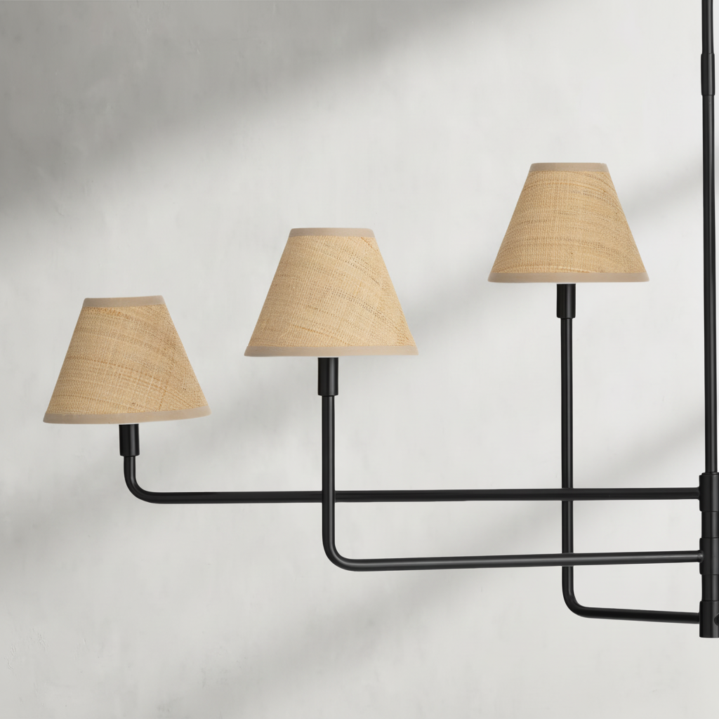 Riviko Veridian Rattan 6-Light Chandelier - Background Shot