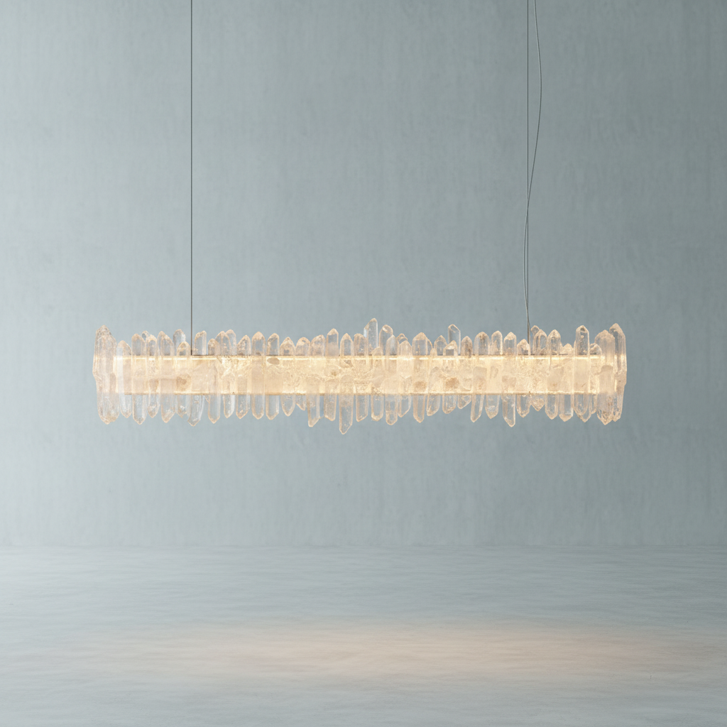 Riviko Radiant Linear Natural Crystal Chandelier - Background Shot